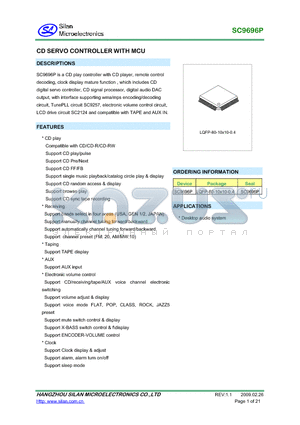 SC9696P datasheet - CD SERVO CONTROLLER WITH MCU