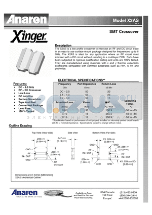 X2AS datasheet - SMT Crossover