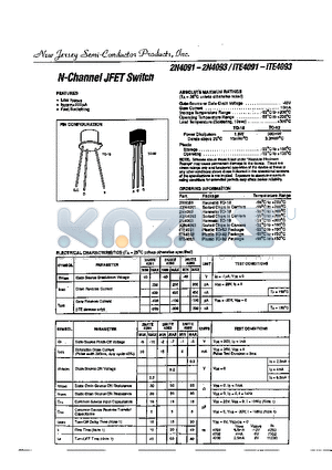 X2N4091 datasheet - N-CHANNEL JFET SWITCH