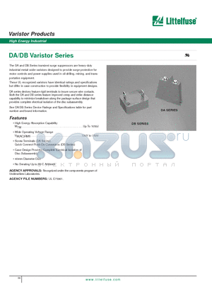 V481DA40 datasheet - Varistor Products - High Energy Industrial