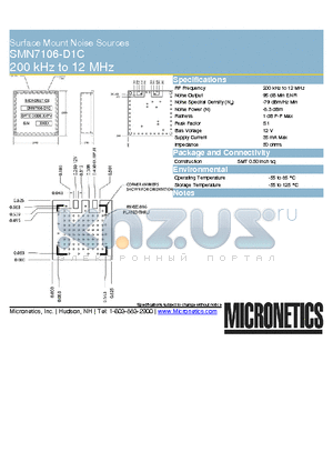 SMN7106-D1C datasheet - Surface Mount Noise Sources 200 kHz to 12 MHz