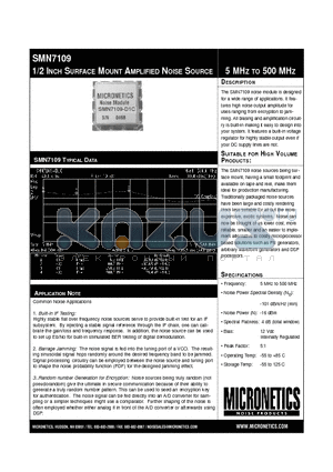SMN7109 datasheet - 1/2 INCH SURFACE MOUNT AMPLIFIED NOISE SOURCE
