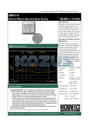 SMN7114-C2A datasheet - SURFACE MOUNT AMPLIFIED NOISE SOURCE