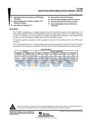 TL1464IPT datasheet - QUAD PULSE-WIDTH-MODULATION CONTROL CIRCUIT