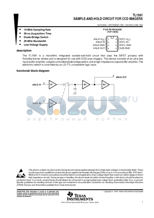 TL1591CP datasheet - SAMPLE-AND-HOLD CIRCUIT FOR CCD IMAGERS