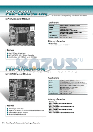 PER-C10L datasheet - Mini PCI USB 2.0 Module