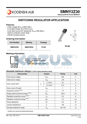 SMNY2Z30 datasheet - SWITCHING REGULATOR APPLICATION