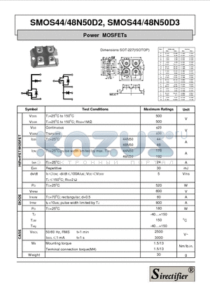 SMOS44N50D3 datasheet - Power MOSFETs