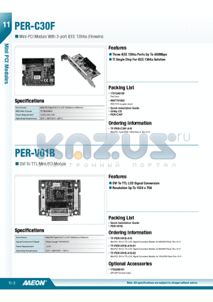 PER-V01B datasheet - DVI To TTL LCD Signal Conversion