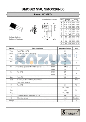 SMOS21N50 datasheet - Power MOSFETs