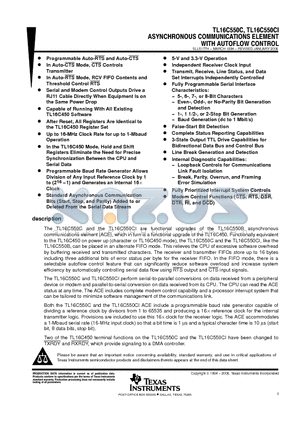 TL16C550CFN datasheet - ASYNCHRONOUS COMMUNICATIONS ELEMENT WITH AUTOFLOW CONTROL