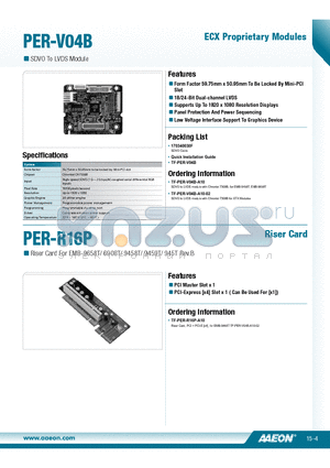 PER-V04B datasheet - Form Factor 59.75mm x 50.95mm To Be Locked By Mini-PCI Slot