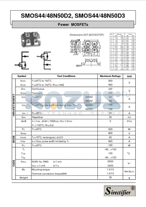 SMOS44N50D2 datasheet - Power MOSFETs