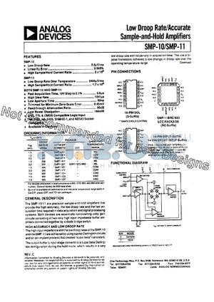SMP-11 datasheet - LOW DROOP RATE / ACCURATE SAMPLE-AND-HOLD AMPLIFIERS