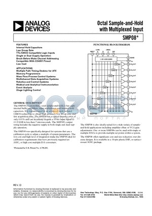 SMP08 datasheet - Octal Sample-and-Hold with Multiplexed Input