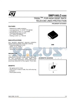 SMP100LC-200 datasheet - TRISILTM FOR HIGH DEBIT RATE TELECOM LINES PROTECTION