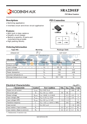 SRA2201EF datasheet - PNP Silicon Transistor