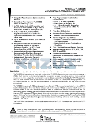 TL16C554AI datasheet - ASYNCHRONOUS-COMMUNICATIONS ELEMENT