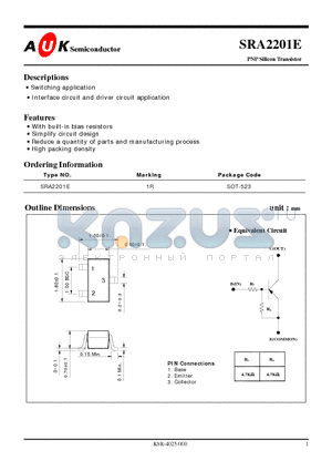 SRA2201E datasheet - PNP Silicon Transistor