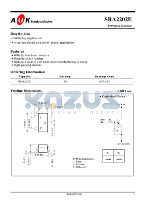 SRA2202E datasheet - PNP Silicon Transistor