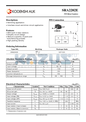 SRA2202E datasheet - PNP Silicon Transistor