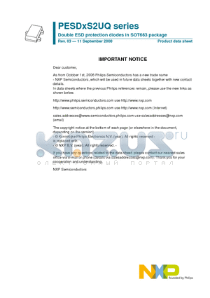 PESD15VS2UQ datasheet - Double ESD protection diodes in SOT663 package