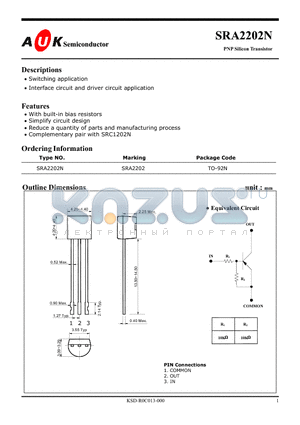 SRA2202N datasheet - PNP Silicon Transistor