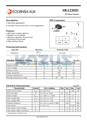 SRA2202U datasheet - PNP Silicon Transistor
