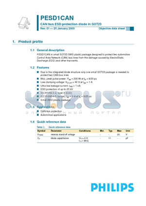 PESD1CAN datasheet - CAN bus ESD protection diode in SOT23