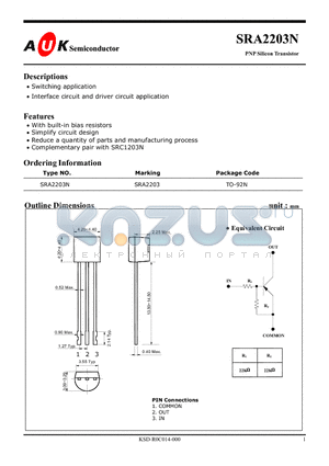 SRA2203N datasheet - PNP Silicon Transistor
