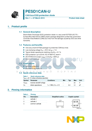 PESD1CAN-U datasheet - CAN bus ESD protection diode