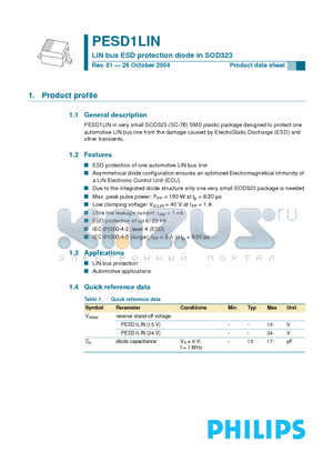 PESD1LIN datasheet - LIN bus ESD protection diode in SOD323