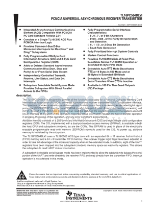 TL16PC564BLVI datasheet - PCMCIA UNIVERSAL ASYNCHRONOUS RECEIVER TRANSMITTER