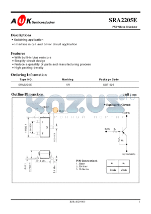 SRA2205E datasheet - PNP Silicon Transistor
