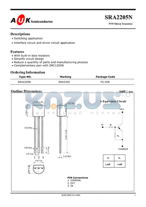 SRA2205N datasheet - PNP Silicon Transistor