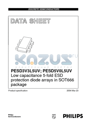 PESD3V3L5UV datasheet - Low capacitance 5-fold ESD protection diode arrays in SOT666 package