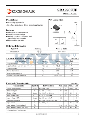 SRA2205UF datasheet - PNP Silicon Transistor