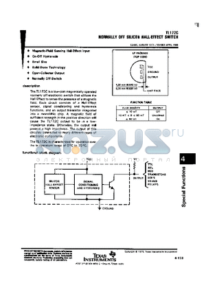 TL172C datasheet - NORMALLY OFF SILICON HALL-EFFECT SWITCH
