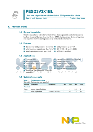 PESD3V3X1BL datasheet - Ultra low capacitance bidirectional ESD protection diode