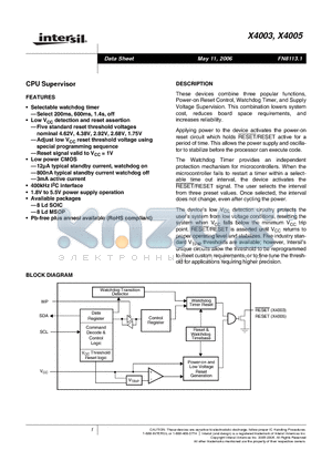 X4003M8-4.5A datasheet - CPU Supervisor