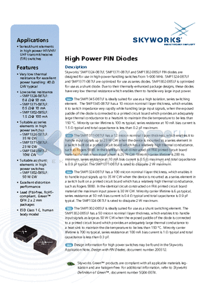 SMP1324-087LF datasheet - High Power PIN Diodes