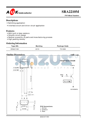 SRA2210M datasheet - PNP Silicon Transistor