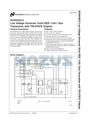 SCAN162512SM datasheet - Low Voltage Universal 16-bit IEEE 1149.1 Bus Transceiver with TRI-STATE Outputs