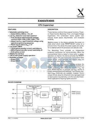 X4003S8 datasheet - CPU Supervisor