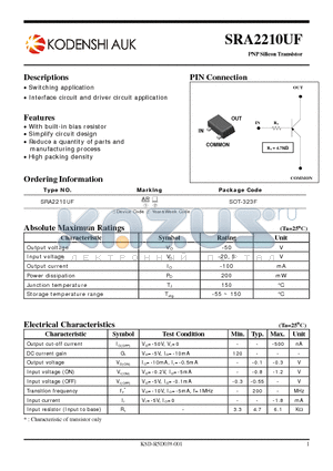 SRA2210UF datasheet - PNP Silicon Transistor