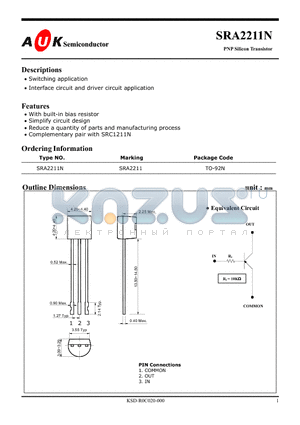 SRA2211N datasheet - PNP Silicon Transistor