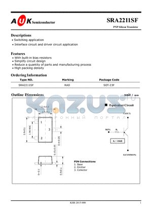 SRA2211SF datasheet - PNP Silicon Transistor