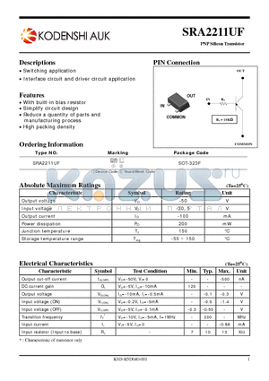 SRA2211UF datasheet - PNP Silicon Transistor