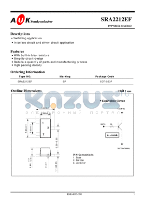 SRA2212EF datasheet - PNP Silicon Transistor