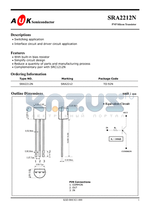 SRA2212N datasheet - PNP Silicon Transistor